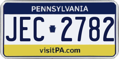 PA license plate JEC2782