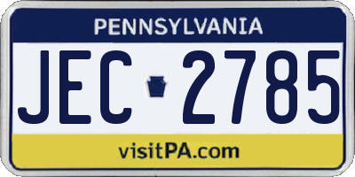 PA license plate JEC2785