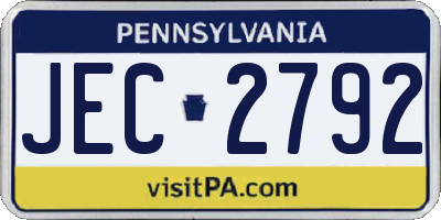 PA license plate JEC2792