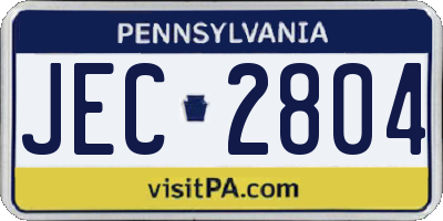 PA license plate JEC2804