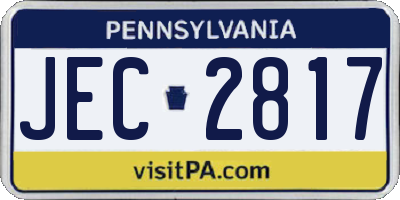 PA license plate JEC2817