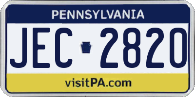 PA license plate JEC2820