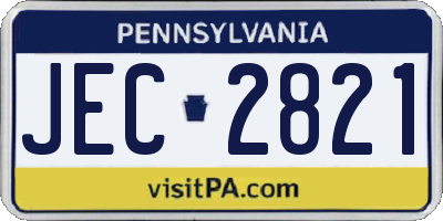 PA license plate JEC2821