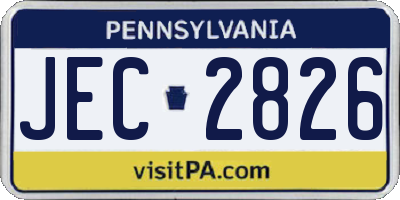 PA license plate JEC2826