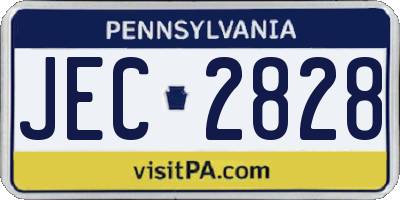 PA license plate JEC2828