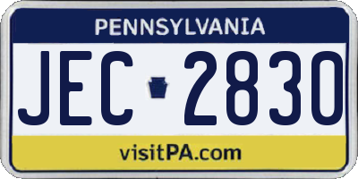 PA license plate JEC2830