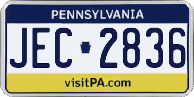 PA license plate JEC2836