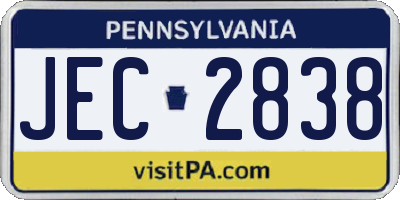 PA license plate JEC2838