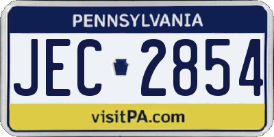 PA license plate JEC2854