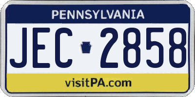 PA license plate JEC2858