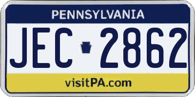 PA license plate JEC2862