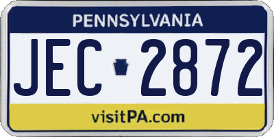 PA license plate JEC2872