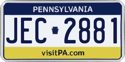PA license plate JEC2881