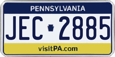 PA license plate JEC2885