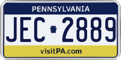 PA license plate JEC2889