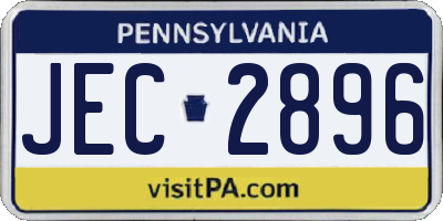 PA license plate JEC2896