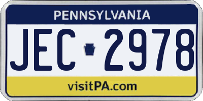 PA license plate JEC2978
