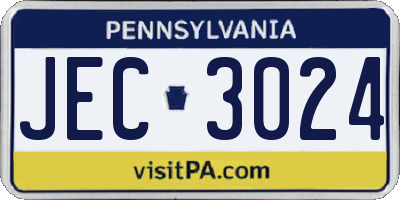PA license plate JEC3024