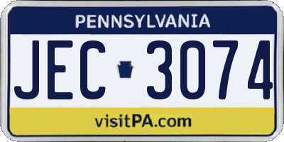 PA license plate JEC3074