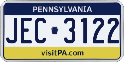 PA license plate JEC3122