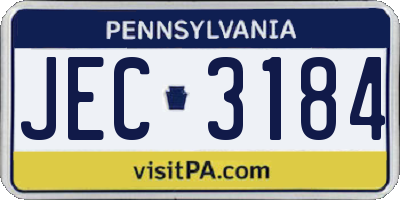 PA license plate JEC3184