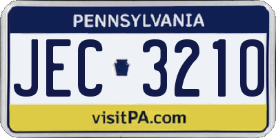 PA license plate JEC3210
