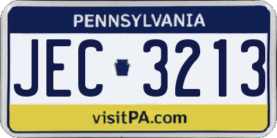 PA license plate JEC3213
