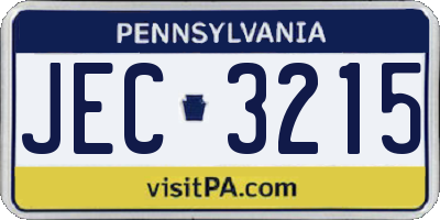 PA license plate JEC3215