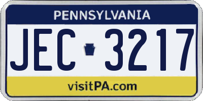 PA license plate JEC3217