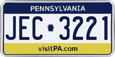 PA license plate JEC3221