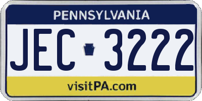 PA license plate JEC3222