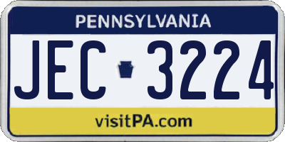 PA license plate JEC3224