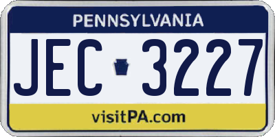 PA license plate JEC3227