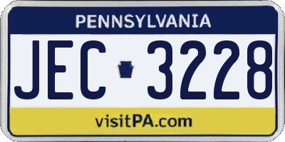 PA license plate JEC3228