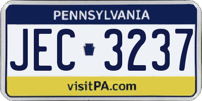 PA license plate JEC3237