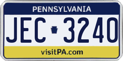 PA license plate JEC3240