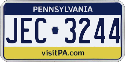 PA license plate JEC3244