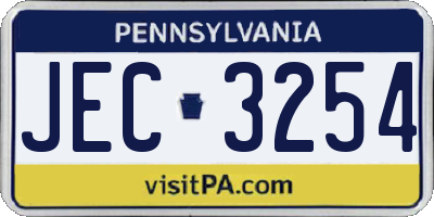 PA license plate JEC3254