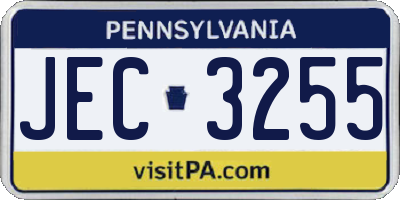 PA license plate JEC3255