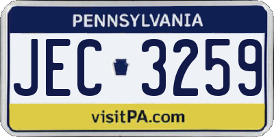 PA license plate JEC3259