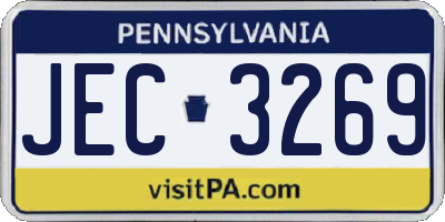 PA license plate JEC3269