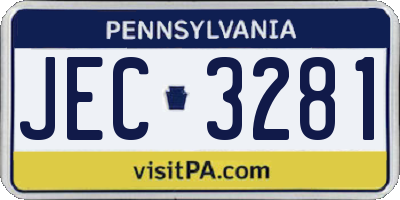 PA license plate JEC3281