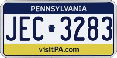 PA license plate JEC3283