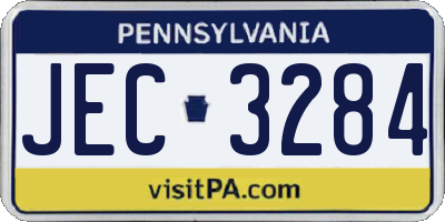 PA license plate JEC3284