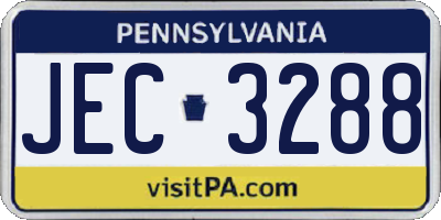 PA license plate JEC3288