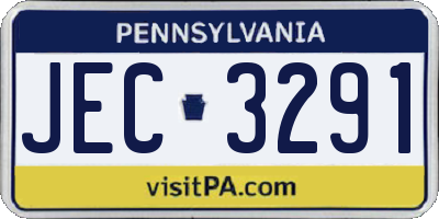 PA license plate JEC3291