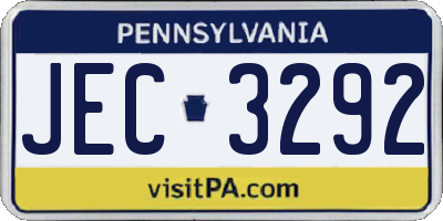 PA license plate JEC3292