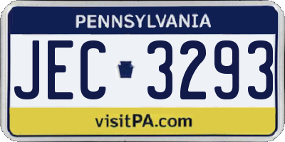 PA license plate JEC3293