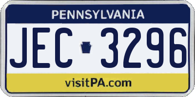 PA license plate JEC3296