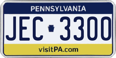 PA license plate JEC3300